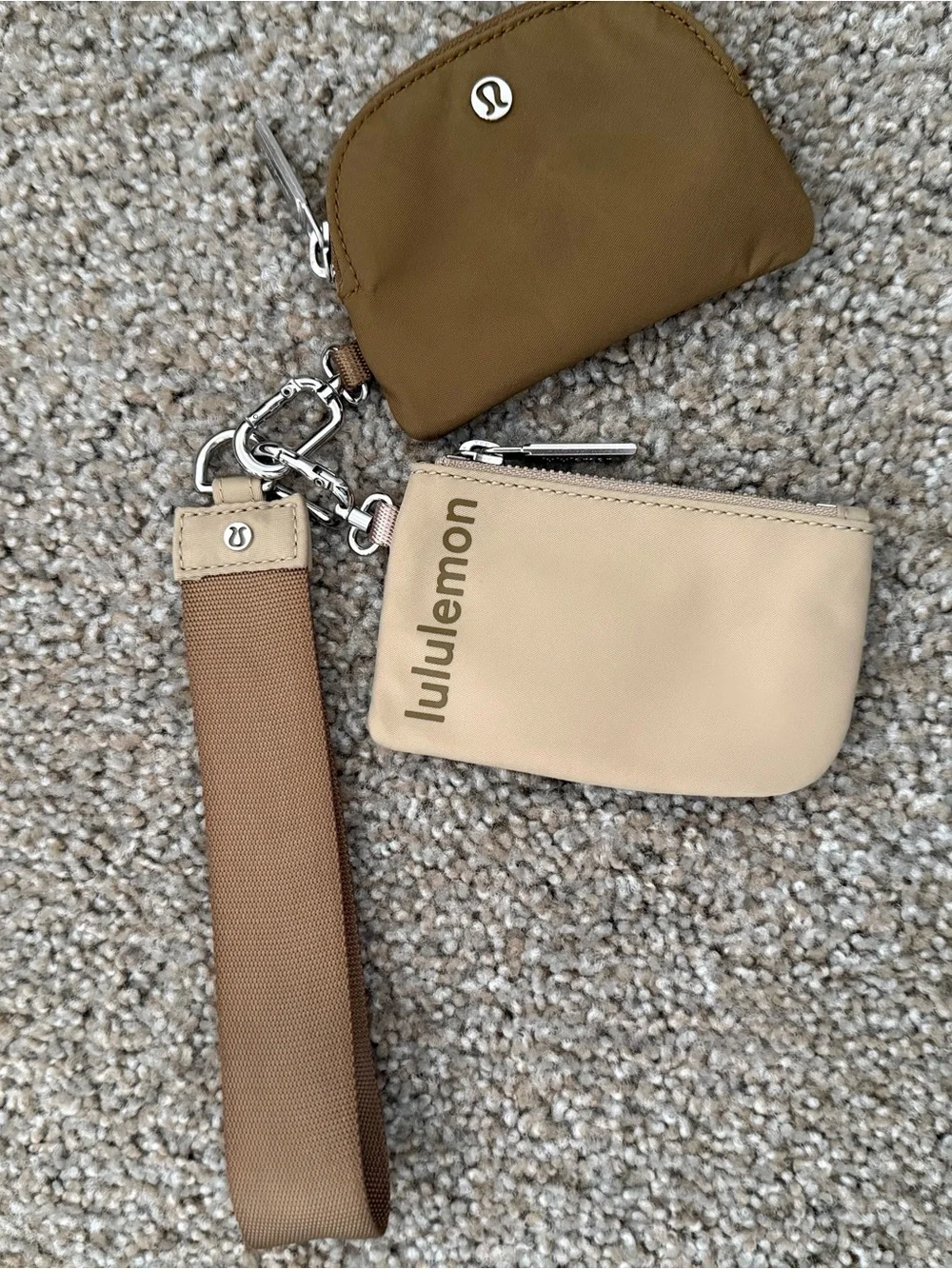 lululemon athletica Dual Pouch Wristlet in Beige and Brown - never used